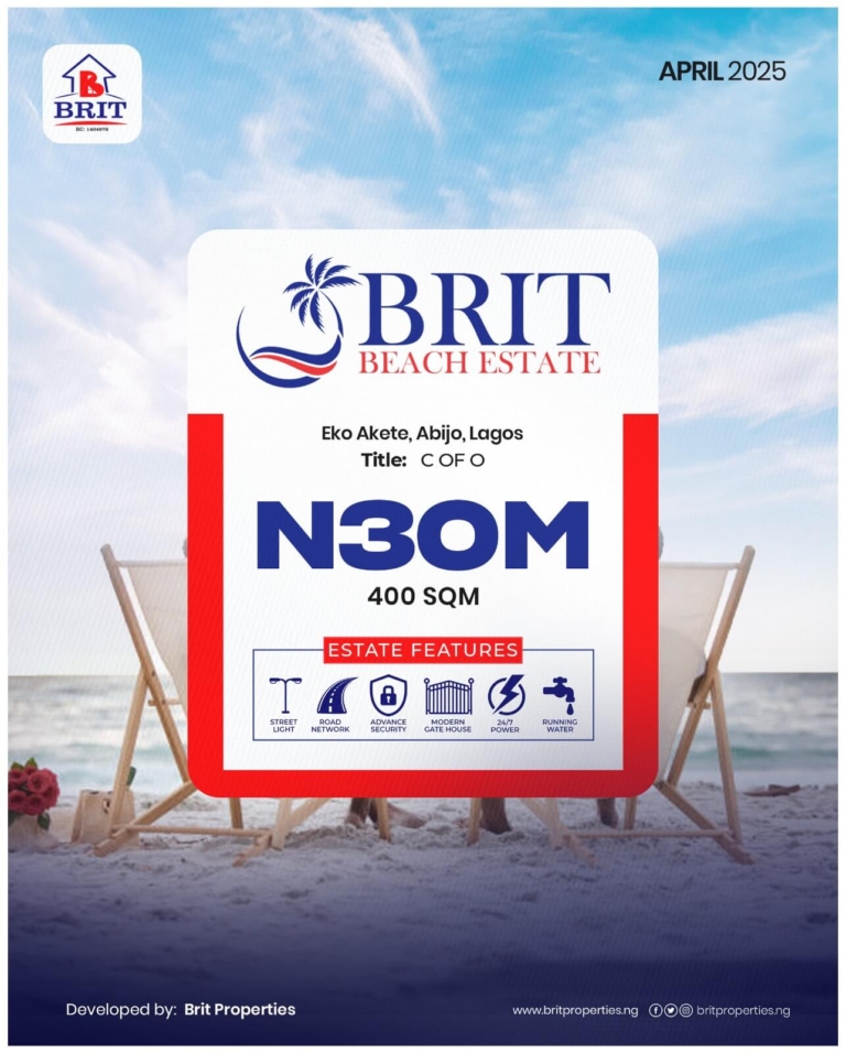 buy land in nigeria, land for sale in nigeria, brit beach flyer