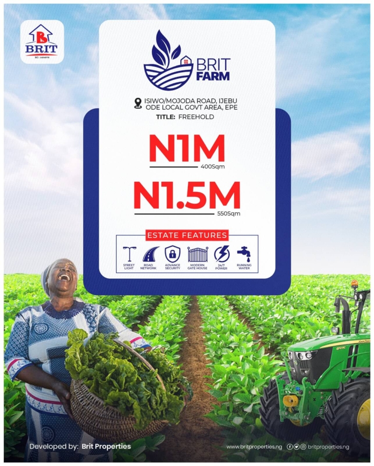 buy land in nigeria, land for sale in nigeria, Brit Farm flyer